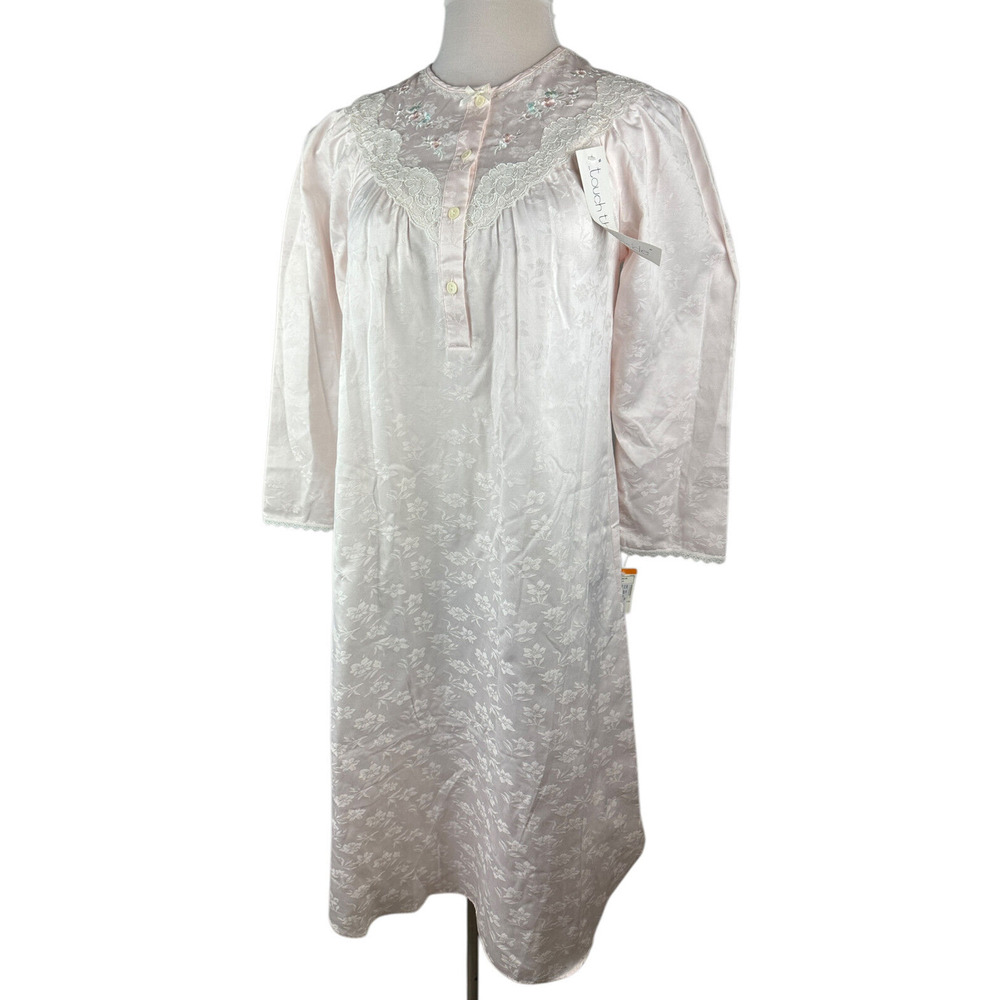 NWT Miss Elaine Floral Nightgown Country Cottage Lace Long Maxi Pink Size Small - Picture 13 of 16